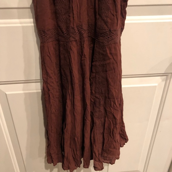 Free People Rust Falling for You Slip Halter Mini Dress Brown Lace - Picture 5 of 10